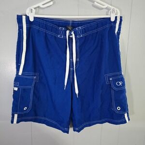 OP Ocean Pacific Swim Trunks Mens Large Blue Cargo Board Shorts OM13101Y
